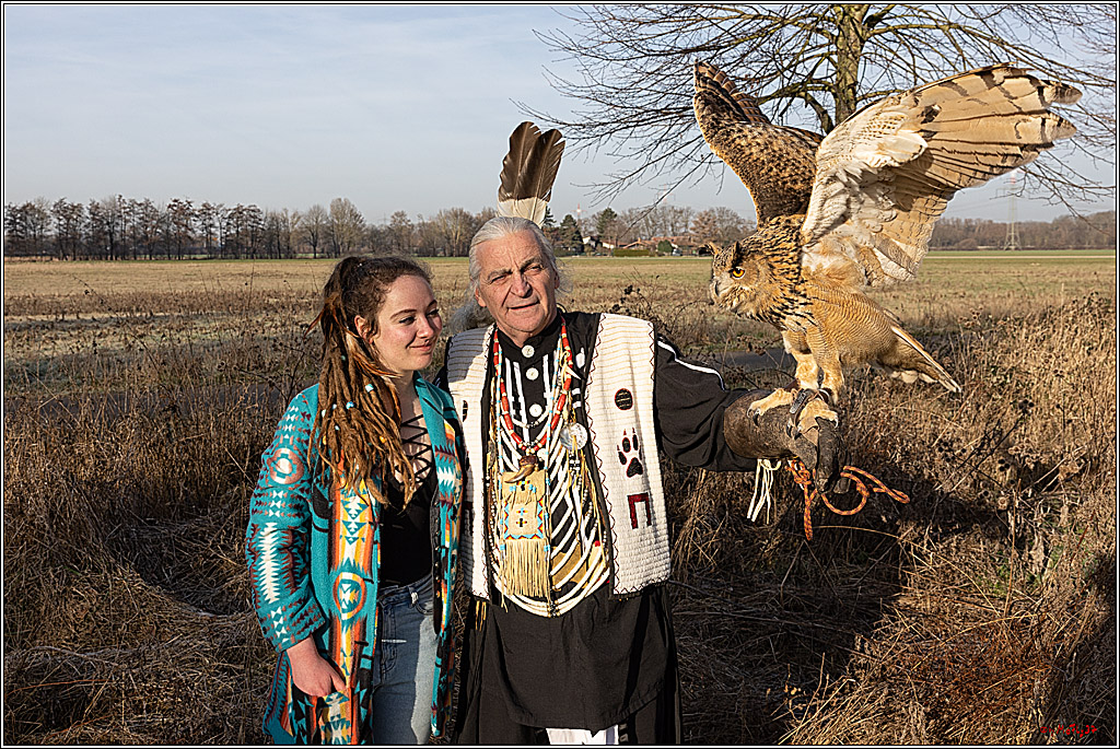 Cheyenne-Halbblut Hunting Wolf in der Falknerei Pierre Schmidt; Gymnich, 09.02.2023